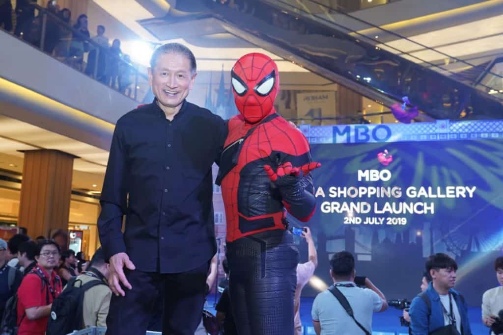 Hee posing with 'Spiderman' during the grand launch event - Copy