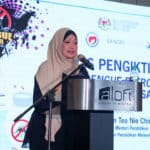 Puan Faridah Binti Yang Razali, Deputy Director of Daily School Management Division, Ministry of Education representing the Deputy Minister of Education, YB Puan Teo Nie Ching to give a speech during the Prize-Giving Ceremony of Dengue Patrol 2019