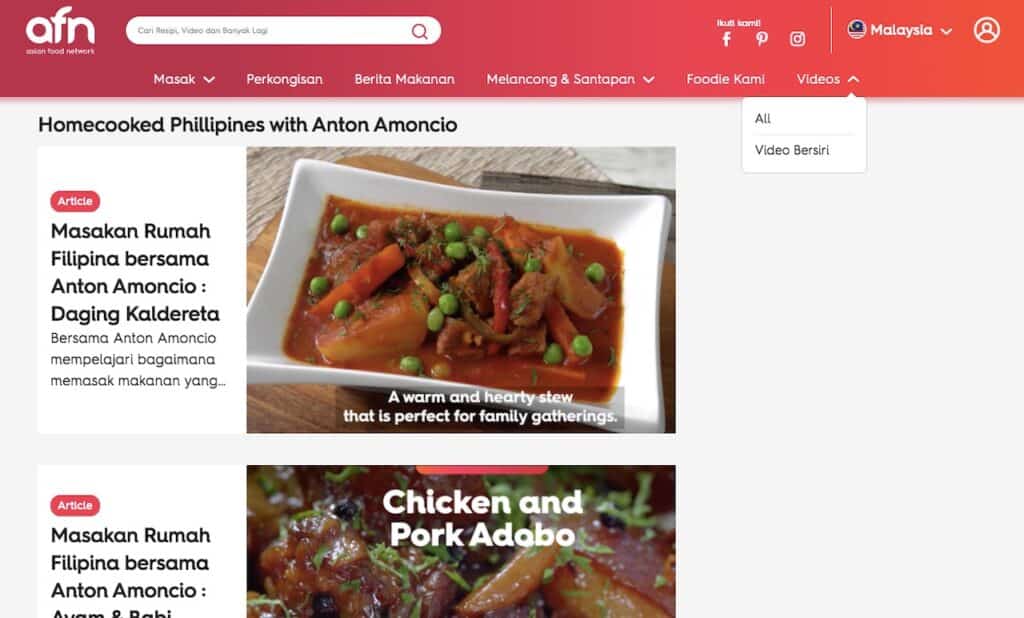 Discovery Asia Pacific Lancarkan Laman Web Asian Food Network Dalam Bahasa Malaysia