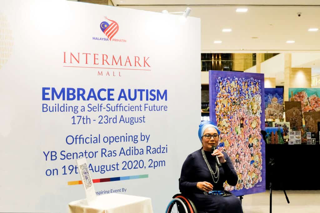 Dewan Negara Senator YB Ras Adiba Radzi, delivering the keynote address at Embrace Autism 2020 at Intermark Mall