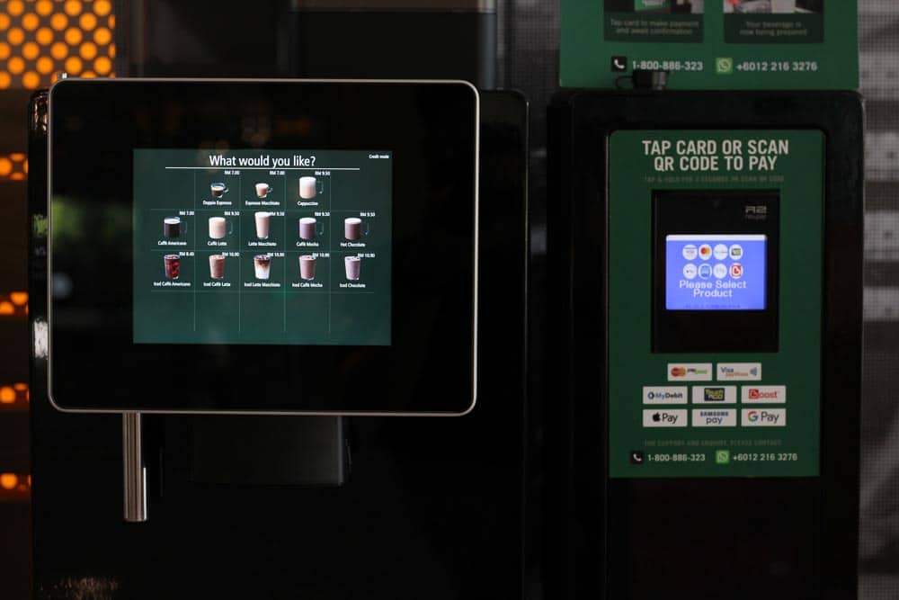 The kiosk offers various cashless payment options