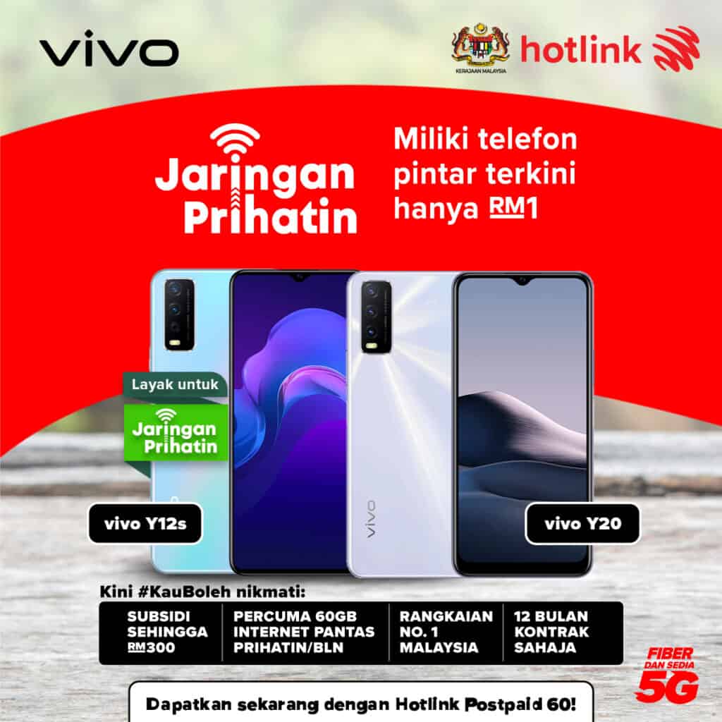vivo smartphones are now available from as low as RM1 under Jaringan Prihatin through Hotlink Postpaid