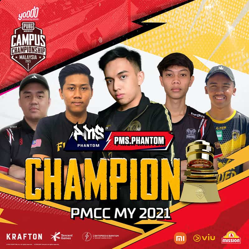 PMS Phantom Juara Muktamad Kejohanan Kampus Yoodo PUBG Mobile 2021