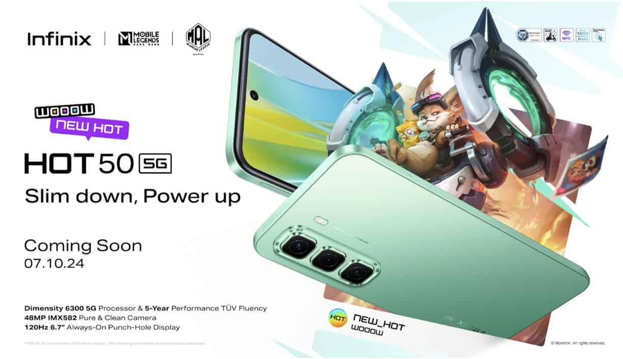 Infinix Hot 50 5G The Strongest 5G Smartphone in Its Price Range Launching 7 October