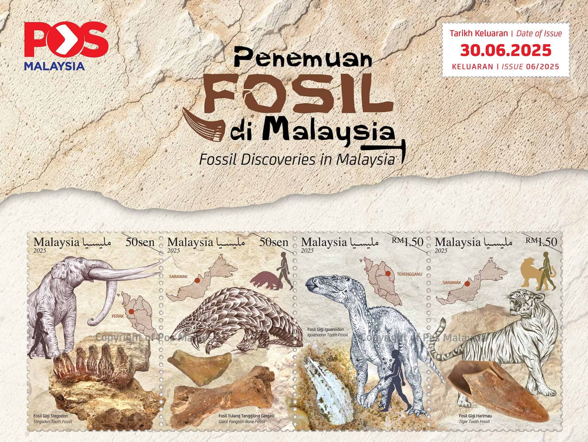 Pos Malaysia Meraikan Warisan Prasejarah Malaysia Melalui Pelancaran Koleksi Setem Fosil 